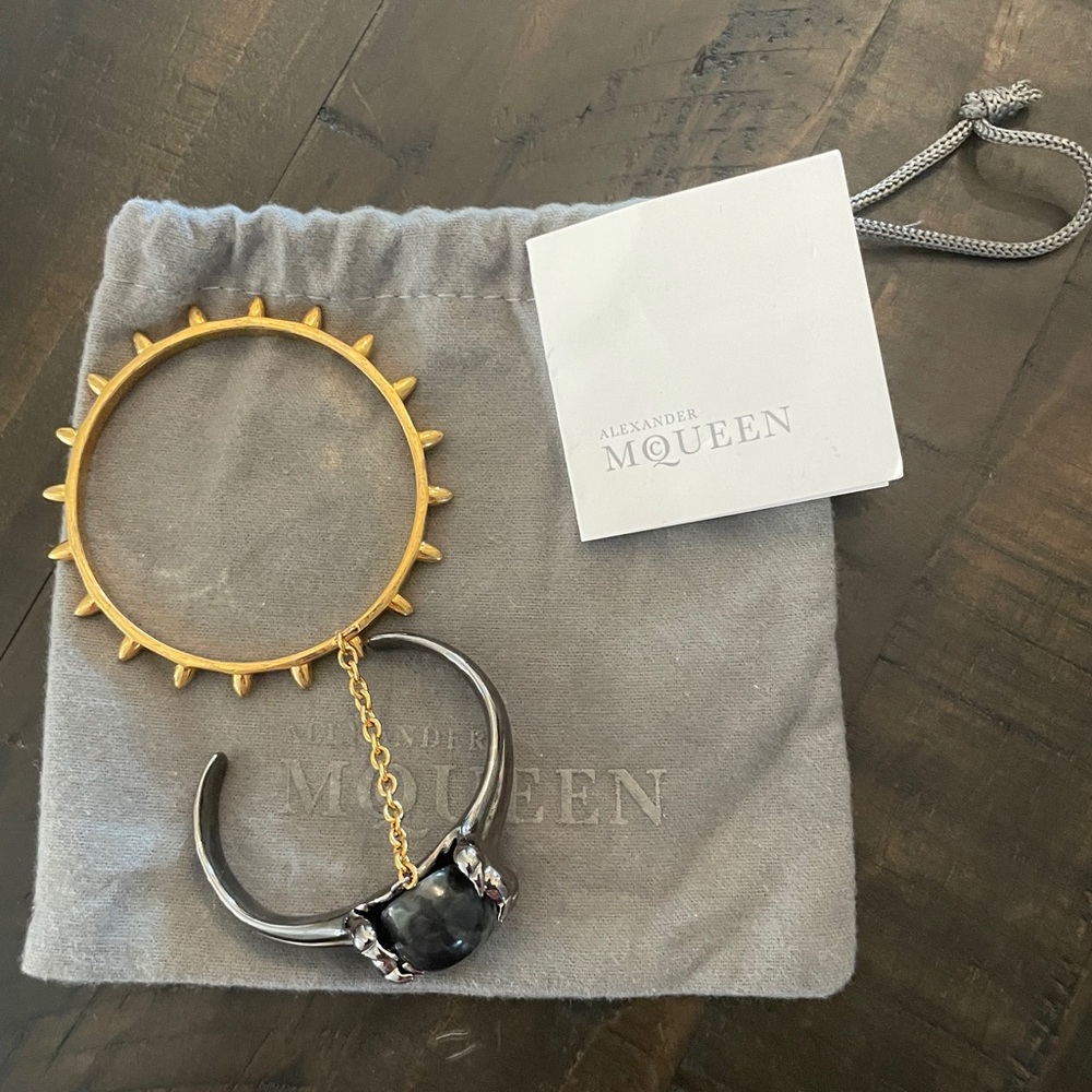 Alexander McQueen cuff with chain bangle bracelet